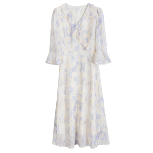 TAKIYAS SHOP清冷感气质茶歇碎花连衣裙