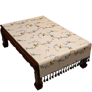 新中式茶几桌布现代简约茶几布餐桌垫棉麻盖巾家用防尘长方形台布