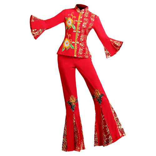 秧歌服女套装2026新款跳舞衣服广场舞中老年腰鼓服装扇子舞演出服