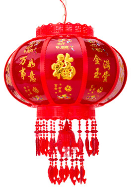 七彩旋转门口客厅福字大红灯笼