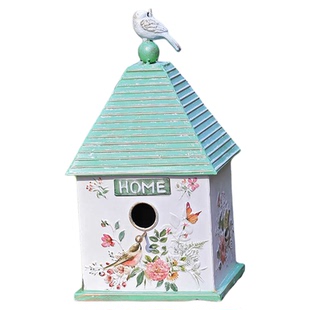 森得源铁艺鸟屋冬季阳台鸟巢创意摆件挂件一体鸟窝园林户外庭院