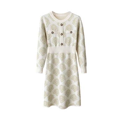 迪奥25秋冬高级小香风提花连衣裙