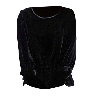 重磅真丝绒t恤女2026秋冬新长袖植绒收腰遮肚显瘦纯色桑蚕丝上衣