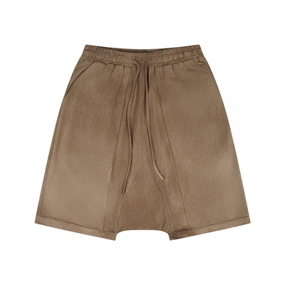 纯色质感顺滑麂皮绒吊裆短裤