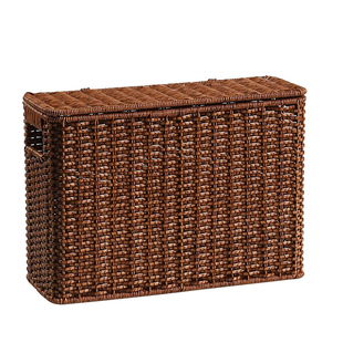 KENS窄边加高深型收纳箱仿藤编收纳筐带盖夹缝隙收纳筐储物整理箱