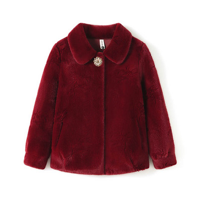 妈妈秋冬款水貂绒毛呢外套女2025新款老年人洋气皮毛一体大衣短款