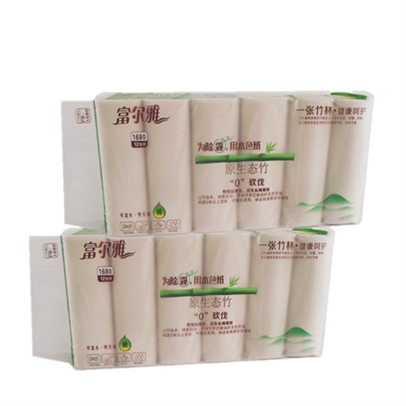 富尔雅5层竹浆长卷卫生纸12卷