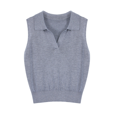 辰米范 纽约时报 松弛老钱风polo领背心女外穿宽松针织无袖上衣