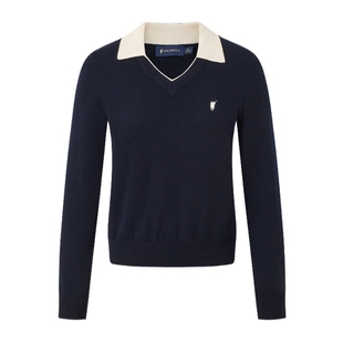 【特惠】【100%绵羊毛】POLOWALK羊毛衫2025秋冬撞色V领套头毛衣