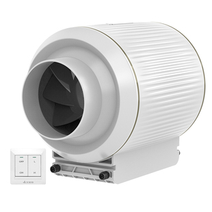 艾美特排气扇抽烟机排风扇换气扇 110管道抽风机斜流增压管道风机