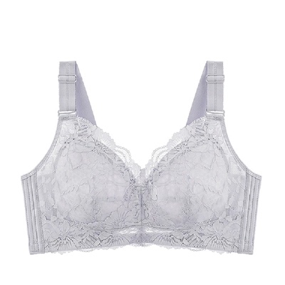 纯棉大胸显小薄款全罩杯蕾丝文胸