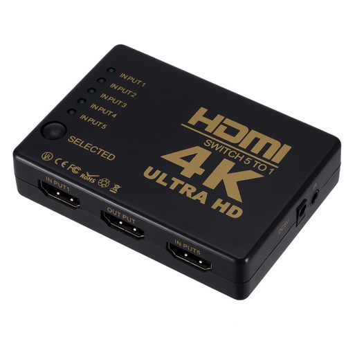 HDMI切换器5进1出4KHDMI分配器4五进一出高清视频3D带遥控切换2K