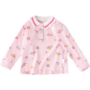 童装polo衫女童春秋新款小儿童纯棉T恤小碎花打底衫长袖宝宝上衣