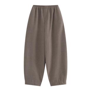 「GRNL」别具一格 700克颗粒毛呢大廓形香蕉弧形轮廓收口直筒裤