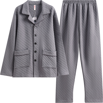 芬腾男士秋冬空气棉长袖睡衣套装