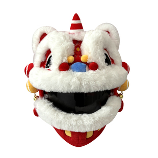 醒狮全盔头盔套电动摩托车国潮毛绒刺绣保暖骑行户外男女情侣同款