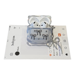 波浪银蝶蝴结适用苹果airpodspro3耳机壳airpods4降噪耳机套airpods1/2代三代硅胶透明个性airpodspro2保护套