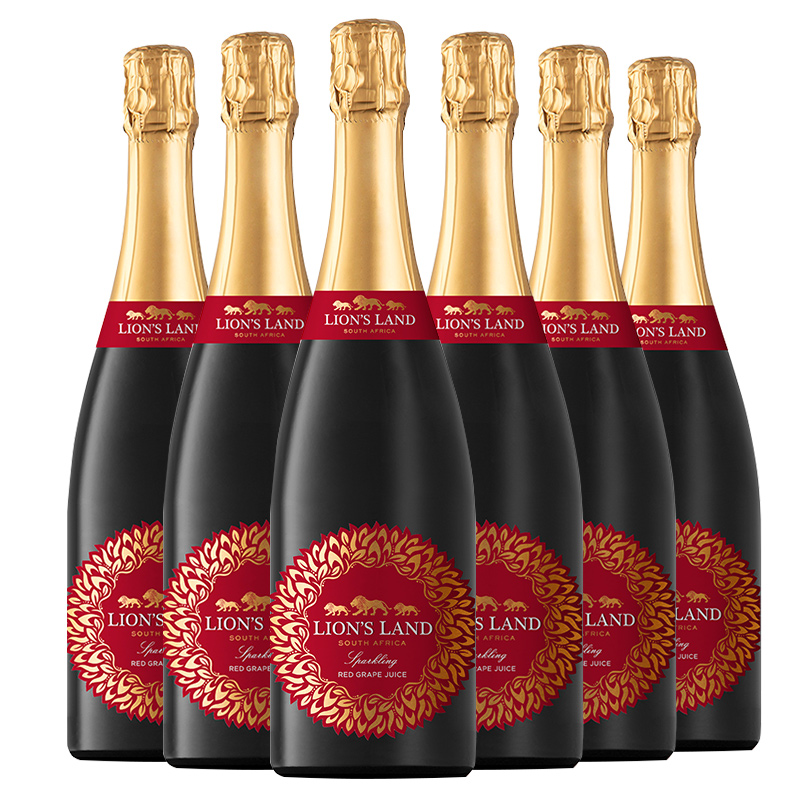 葡萄汁飲料南非原瓶進口金獅園0酒精無醇含氣紅葡萄汁750ml*6支