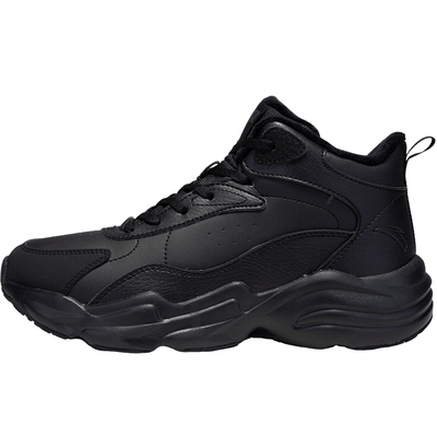 安踏冬季加绒保暖运动鞋女鞋官方旗舰店正品革面厚底休闲老爹鞋女