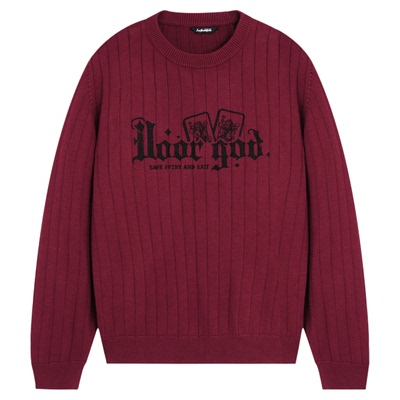 鹿家门新年限定国潮红色毛衣内搭男宽松大码毛衫健身运动保暖上衣