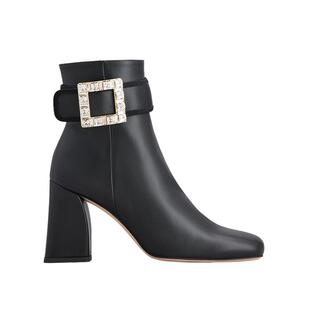 【礼物】Roger Vivier/RV女鞋Tres Vivier方扣粗跟皮靴短靴