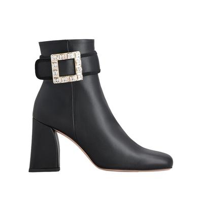 【新年礼物】Roger Vivier/RV女鞋Tres Vivier方扣粗跟皮靴短靴