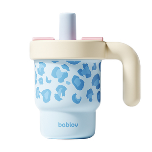 bablov吸管保温杯女生高颜值杯子桌面饮水咖啡杯豹纹水杯生日礼物