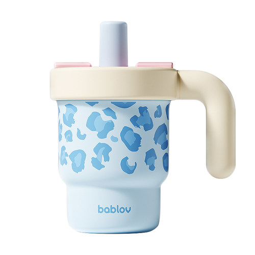 白鹿同款bablov吸管保温杯女生高颜值杯子咖啡杯豹纹水杯生日礼物