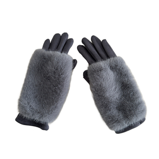 韩版多种佩戴毛绒手套女冬季新款小众可拆卸气质户外保暖五指手套