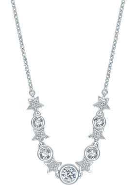 周六福项链女星星链坠S925银个性时尚送女友节日礼物