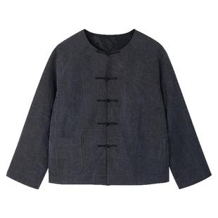 布小匠原创设计桑蚕丝龟纹香云纱短款外套女春秋款新中式国风开衫