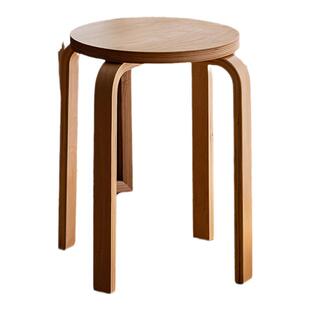 无即所有北欧家用实木板凳舒适久坐餐椅现代简约可叠放换鞋圆凳子