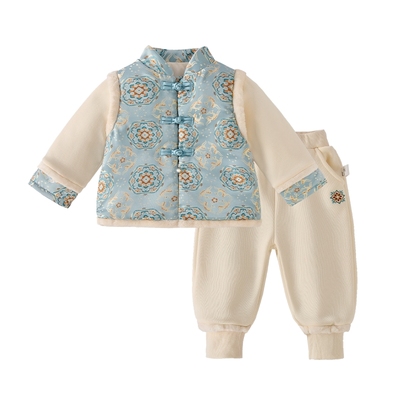 新中式男童套装新款国风唐装儿童汉服拜年服秋冬周岁男宝中式礼服