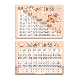 卡皮巴拉乘法口诀表九九乘除法表卡背诵神器小学生数学公式教具E1