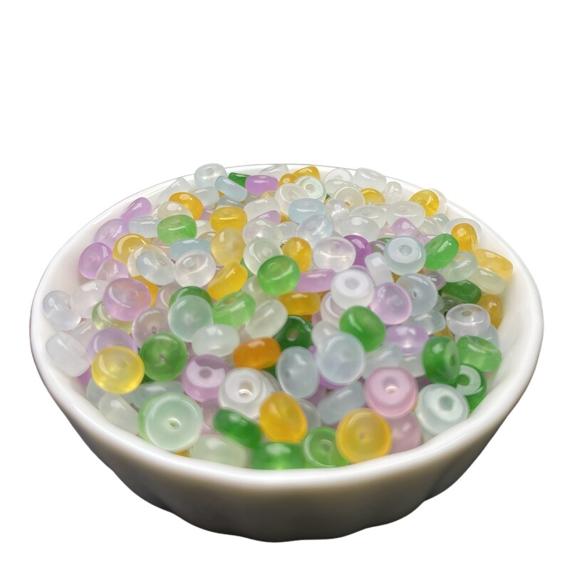 精选高冰翡翠色冰种小算盘珠多色多宝小扣子合集diy手作手串配饰