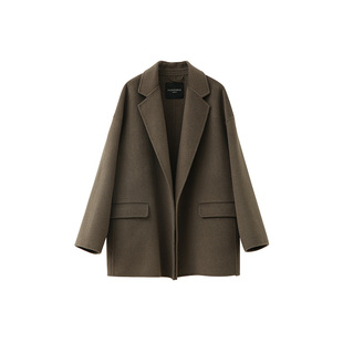 【到手689元】珍贵羊绒羊毛慵懒风西装领双面呢子大衣短款外套女