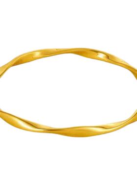 亮面金包银银莫比乌斯手镯女款浪纹素圈手环实心不掉色镯子礼物