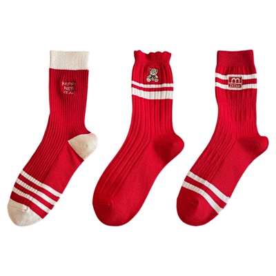 婧麒红色孕妇袜子冬本命年月子袜