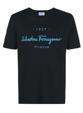 Ferragamo/菲拉格慕新款男士字母logo印花时尚短袖T恤 0743055