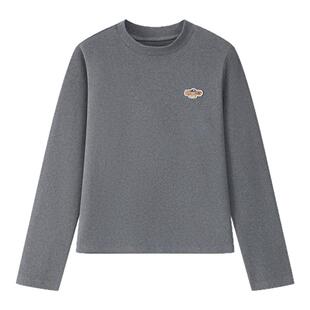 笛莎2026春新款青少年女初高中长袖上衣秋冬刺绣小高领打底衫T恤