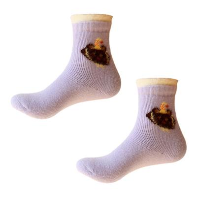 米吉诺拉 冬季奶油甜美可爱双罗口羊毛毛圈棉加厚保暖中筒袜子女