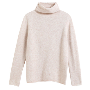 100%纯羊毛衫女高领宽松加厚毛衣秋冬堆领大码针织打底内搭羊绒衫