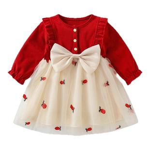 周岁女宝宝礼服婴儿新年拜年衣服公主裙女宝抓周百天宴春装连衣裙