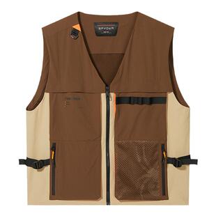 SPYDER蜘蛛男子马甲登山钓鱼多袋宽松网眼356 STYLE背心23CS123M
