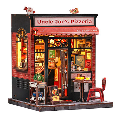 CuteBee乔叔披萨店diy小屋手工拼装玩具小房子微缩场景毕业礼物女