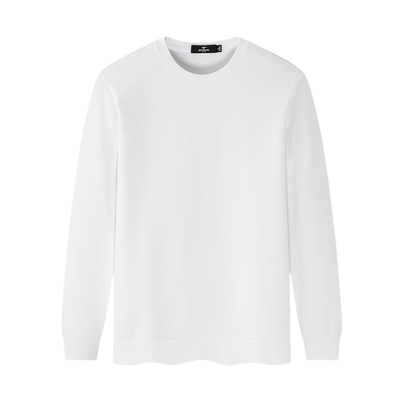 七匹狼圆领白色长袖T恤