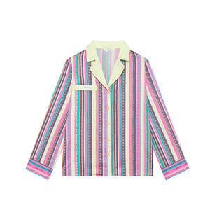 汪苏泷同款RooMance汝曼司复古条纹印花绸缎睡衣女秋冬家居服套装