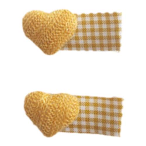 女孩手工全包布爱心发夹一对儿童不伤发品质优雅刘海边夹鸭嘴发卡