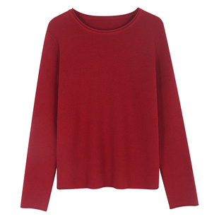 新年穿搭红色毛衣女款爆款2026新款洋气打底衫女内搭圆领针织衫女