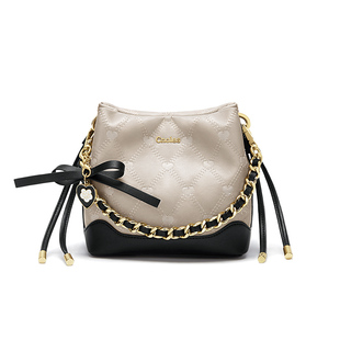 【明星同款】Cnoles蔻一爱心菱格水桶包女新款精致小包单肩斜挎包